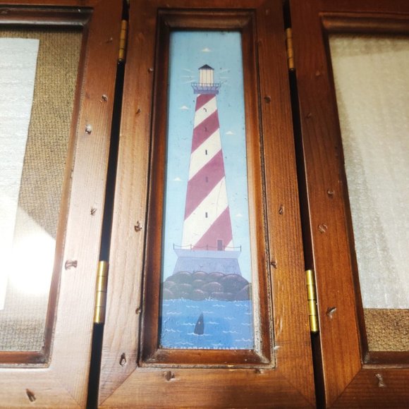 Warren Kimble Saltbox House Tri-fold Picture Frame Fetco 5x7 Photo Wood Folkart - Picture 2 of 8